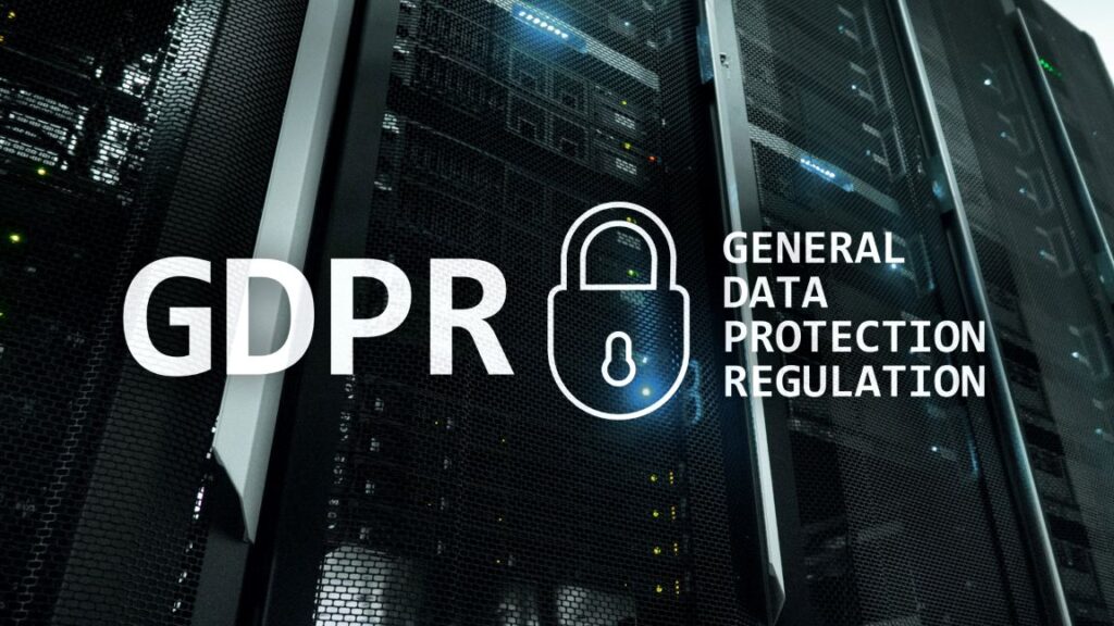 RGPD Protection des données avec image de data center en arrière plan